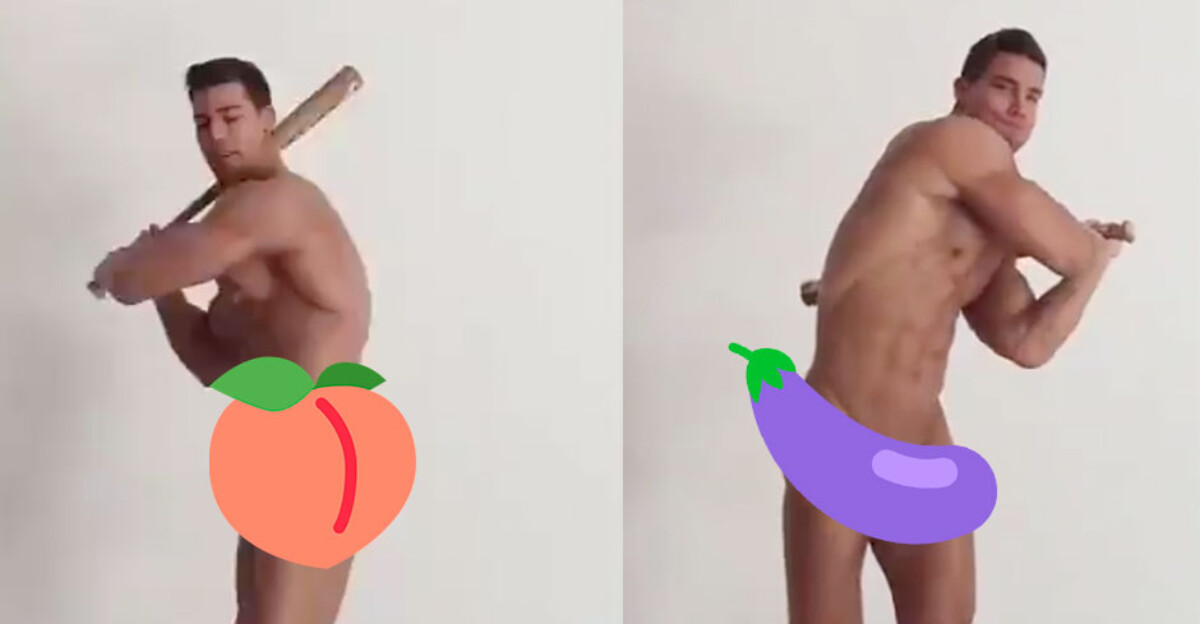 Un jugador de béisbol desnudo presume de 'bate' en este vídeo