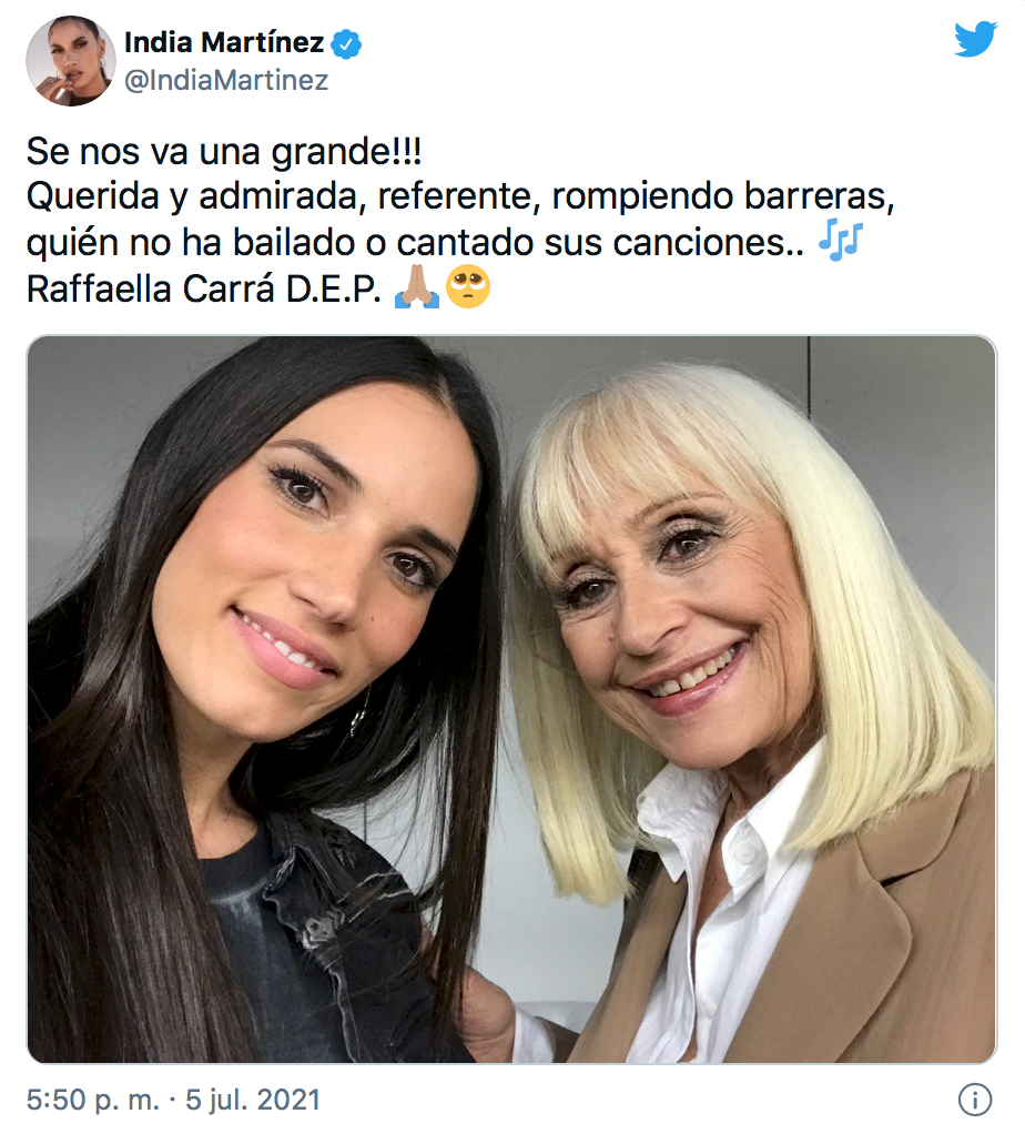 Los famosos se despiden de Raffaella Carrà en redes sociales