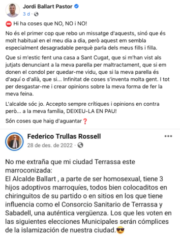 El alcalde de Terrassa vuelve a ser víctima de comentarios homófobos y racistas