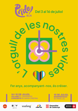 Cartel con lema del Pride! Barcelona 2023.