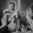 "El matador". Eduardo Urdiales. Grafito y carboncillo sobre papel fijado a tabla. 2023