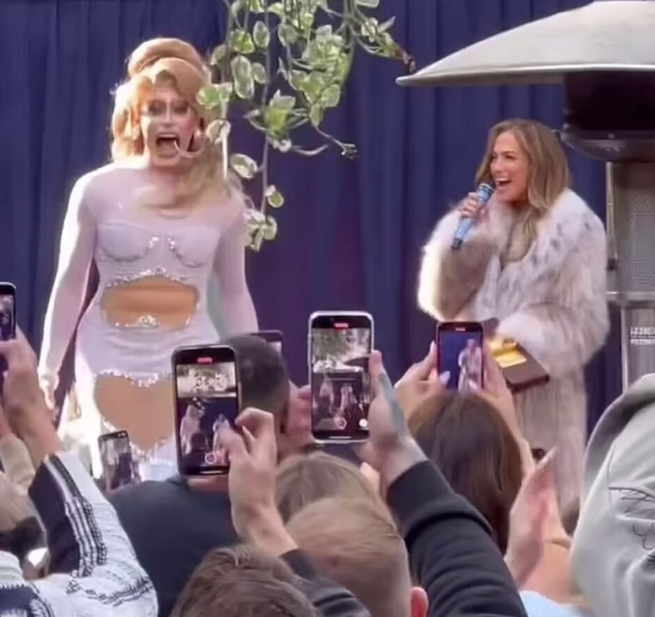 Jennifer Lopez sorprende a una imitadora drag