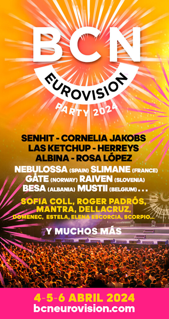 Cartel de la BCN Eurovision Party 2024, en Barcelona.