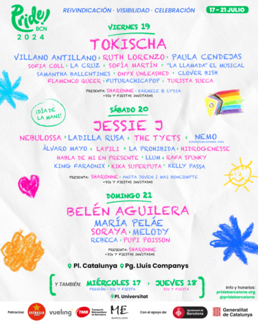Cartel actuaciones Barcelona Pride 2024