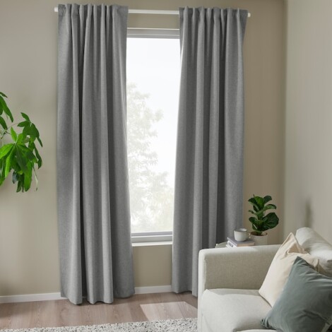 ROSENMANDEL, Cortinas opacas, par, gris, 135x300 cm (29,99€)