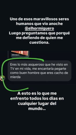 Mensaje tránsfobo que ha recibido Karla Sofía Gascón