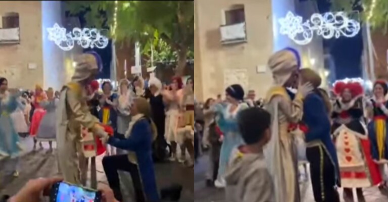 La mágica pedida de mano LGTBIQ+ en la cabalgata de los Reyes Magos en Beniel (Murcia)