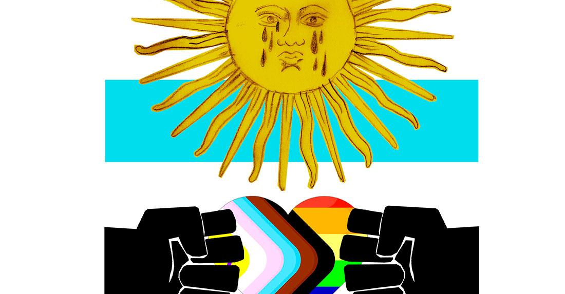 La comunidad LGTBIQ+ argentina, en pie de guerra contra Milei. Ilustración: Iván Soldo