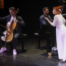 Patricia Petibon, con Christian -Pierre La Marca y Alfredo Abbati en el XXXI Ciclo de Lied del CNDM en el Teatro de la Zarzuela. Foto: Elvira Megías.