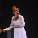 Patricia Petibon, con Christian -Pierre La Marca y Alfredo Abbati en el XXXI Ciclo de Lied del CNDM en el Teatro de la Zarzuela. Foto: Elvira Megías.