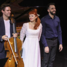 Patricia Petibon, con Christian -Pierre La Marca y Alfredo Abbati en el XXXI Ciclo de Lied del CNDM en el Teatro de la Zarzuela. Foto: Elvira Megías.