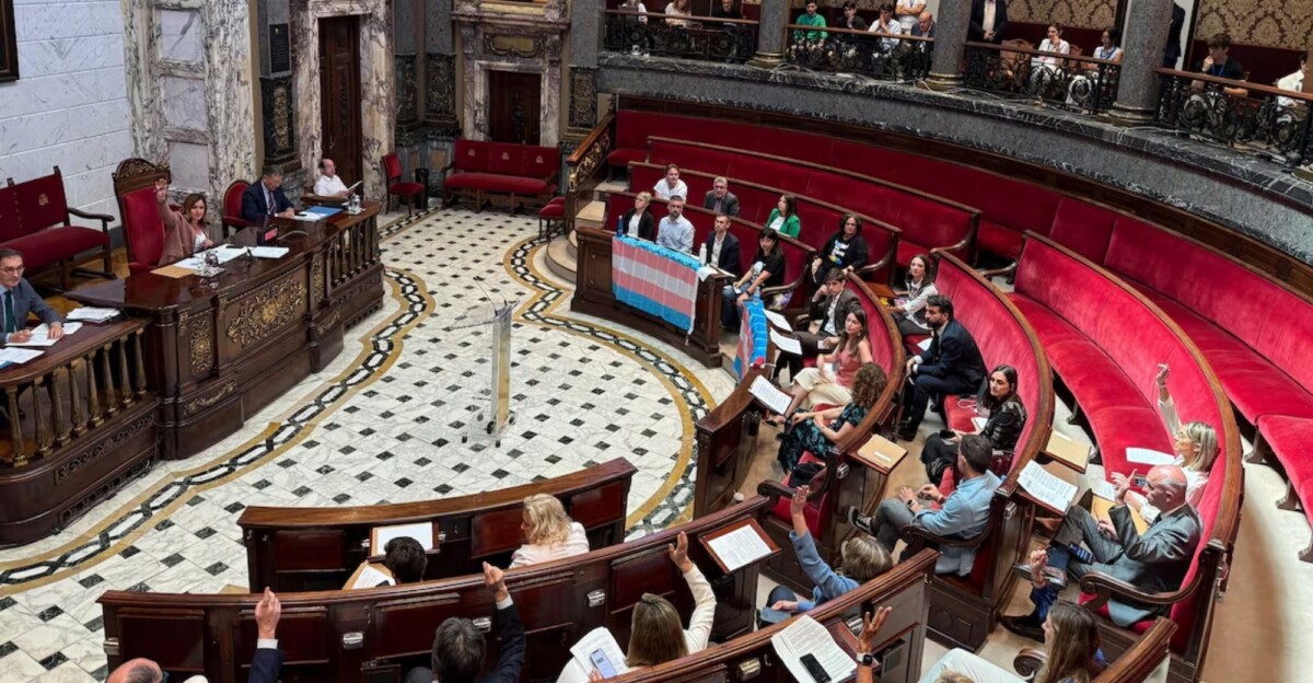 Votación de la moción del PSPV sobre LGTBIfobia en el pleno municipal de Valencia el 27 de mayo de 2025.