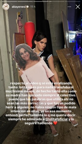 Yenesi a través de historias de Instagram
