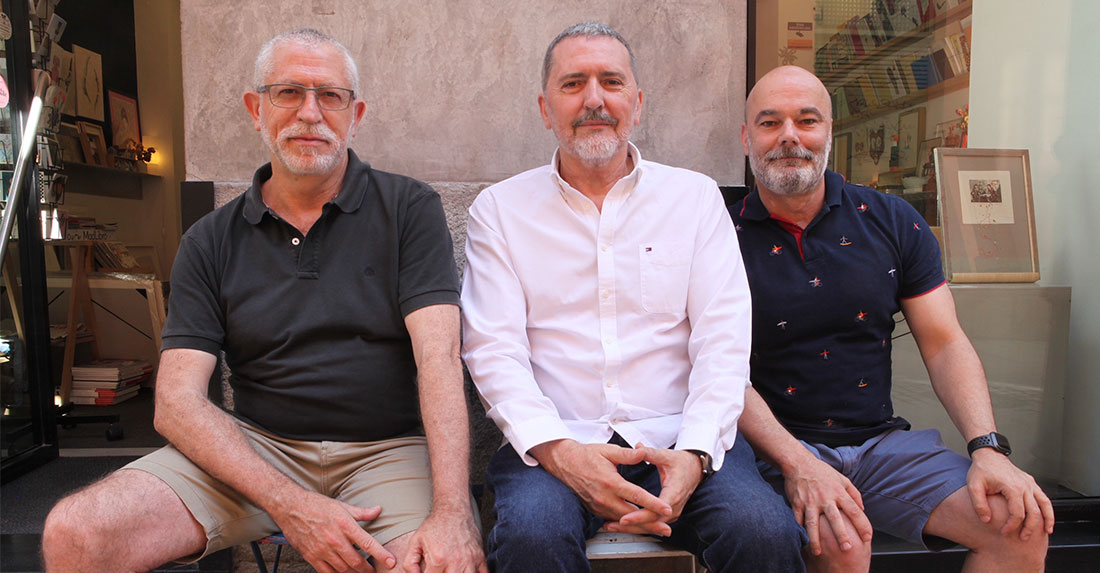 De izda. a dcha., Rafa Ruiz, Andrés Rubio y Manuel Cuéllar, los creadores de la galería.