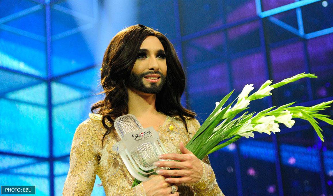 Conchita Wurst cuando ganó Eurovisión.