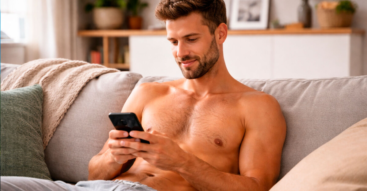 Hombre mirando su móvil.