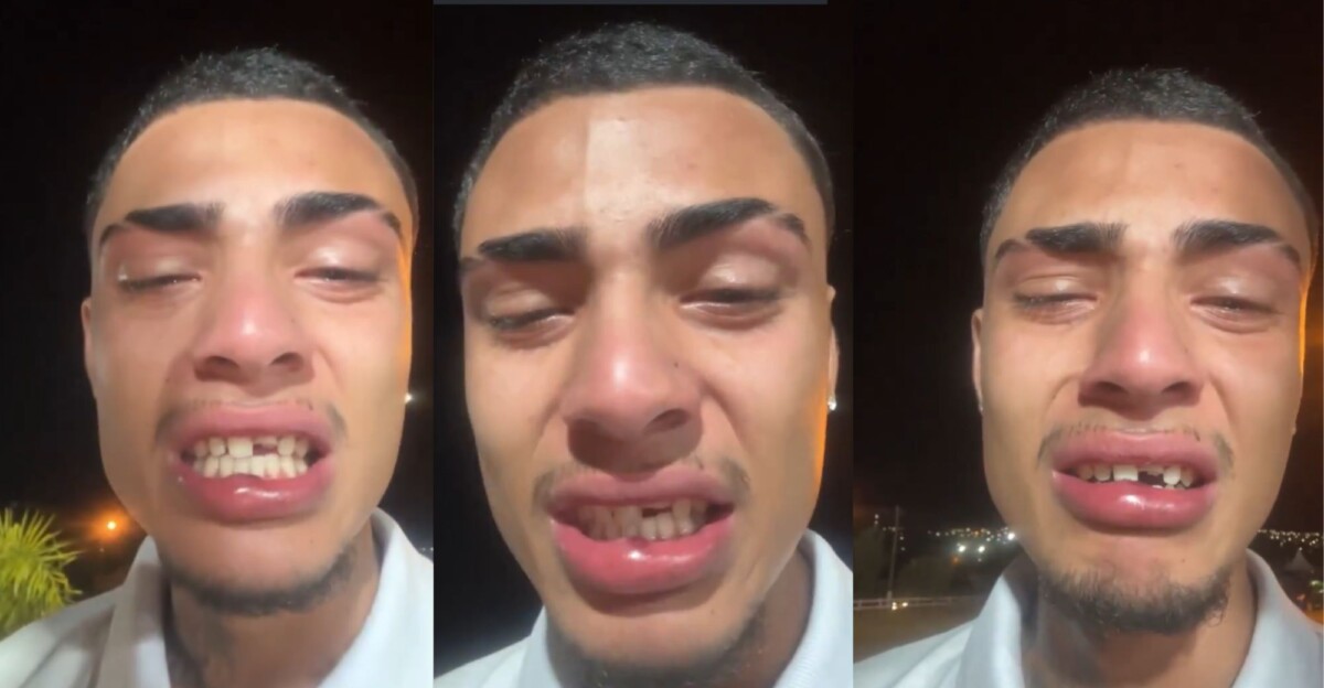 El agredido tras la paliza.