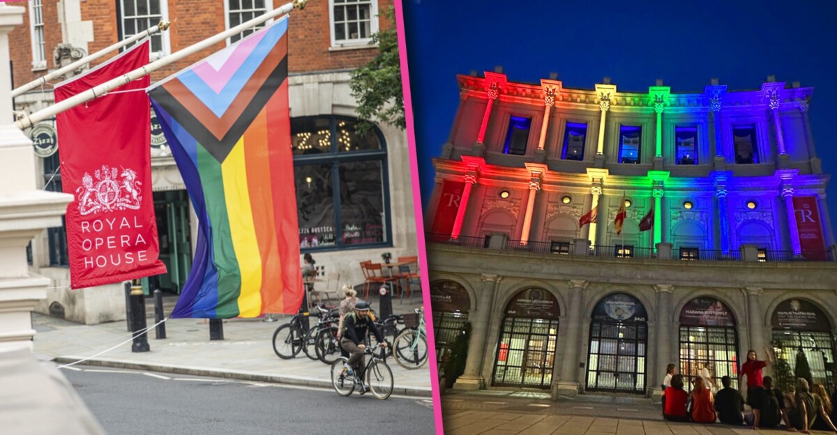 Fachadas del Covent Garden de Londres y del Teatro Real con los colores del Orgullo LGTBIQ+, dos importantes escenarios líricos del mundo.