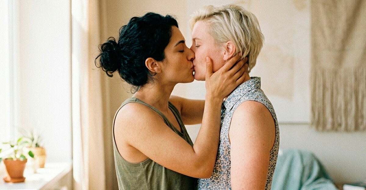 Dos chicas besándose