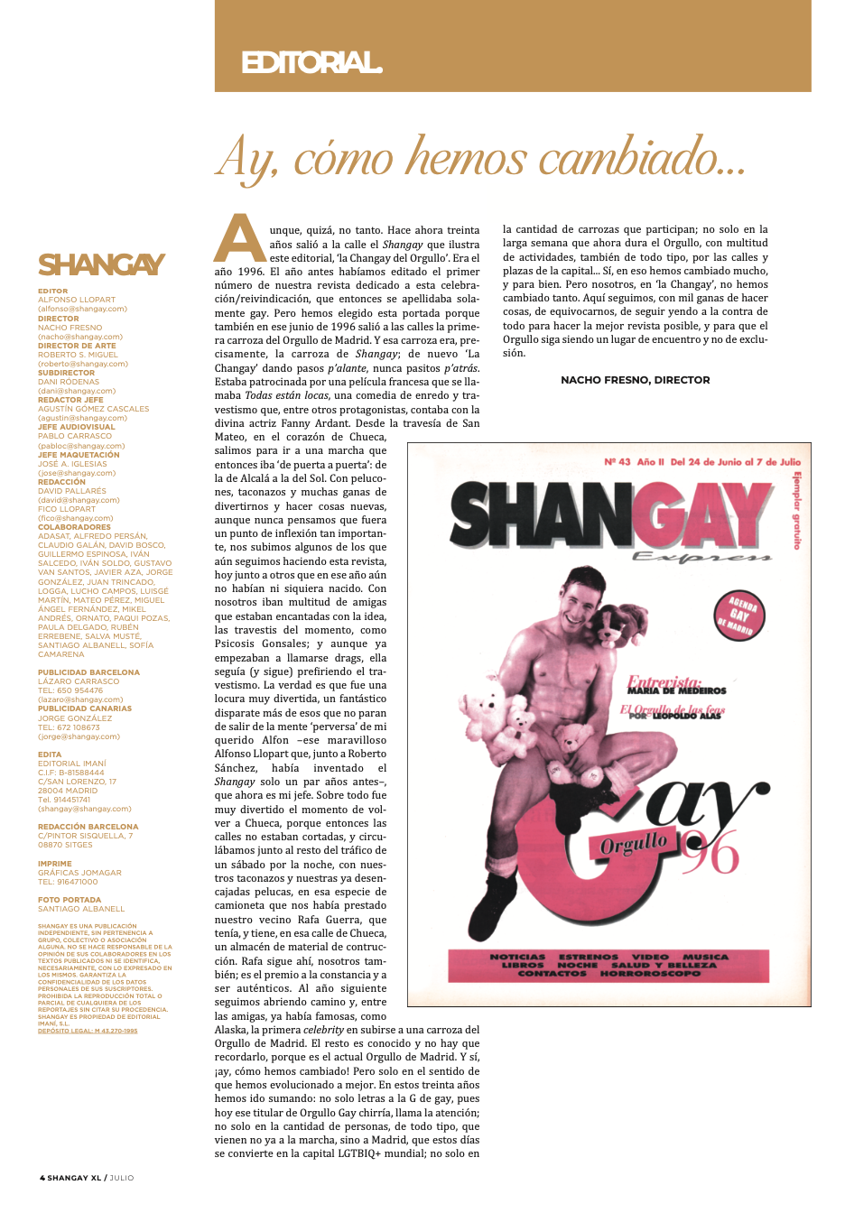 Editorial del número de Shangay del Orgullo 2026