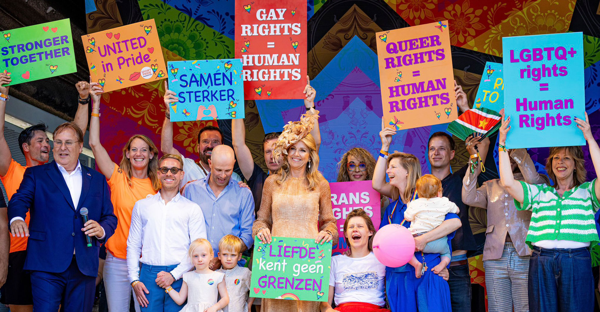 La reina de los Países Bajos en la inauguración del WorldPride. Foto: Redes Sociales.