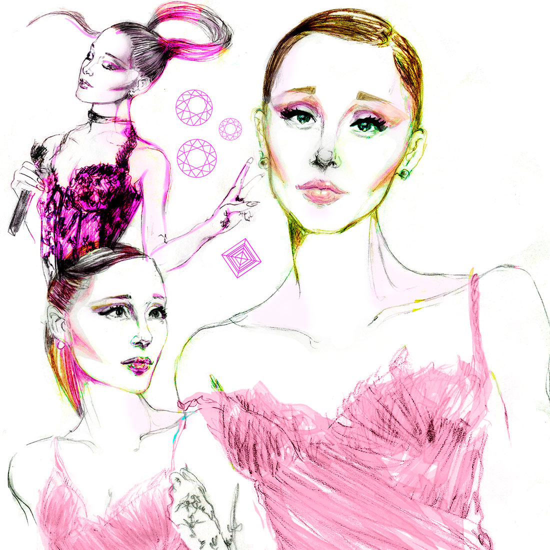 Ariana Grande. Ilustración: Iván Soldo