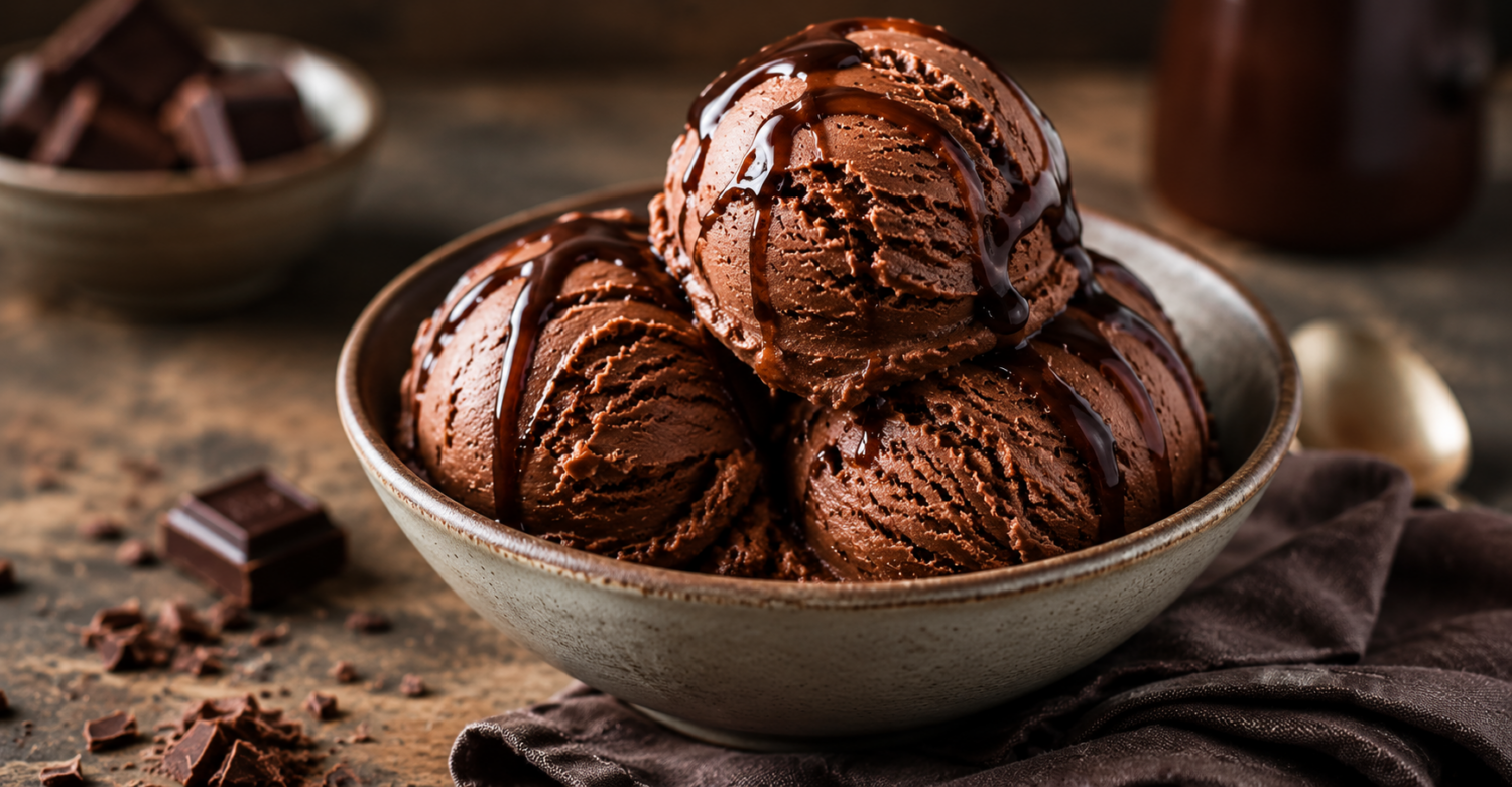 Helado de chocolate. 