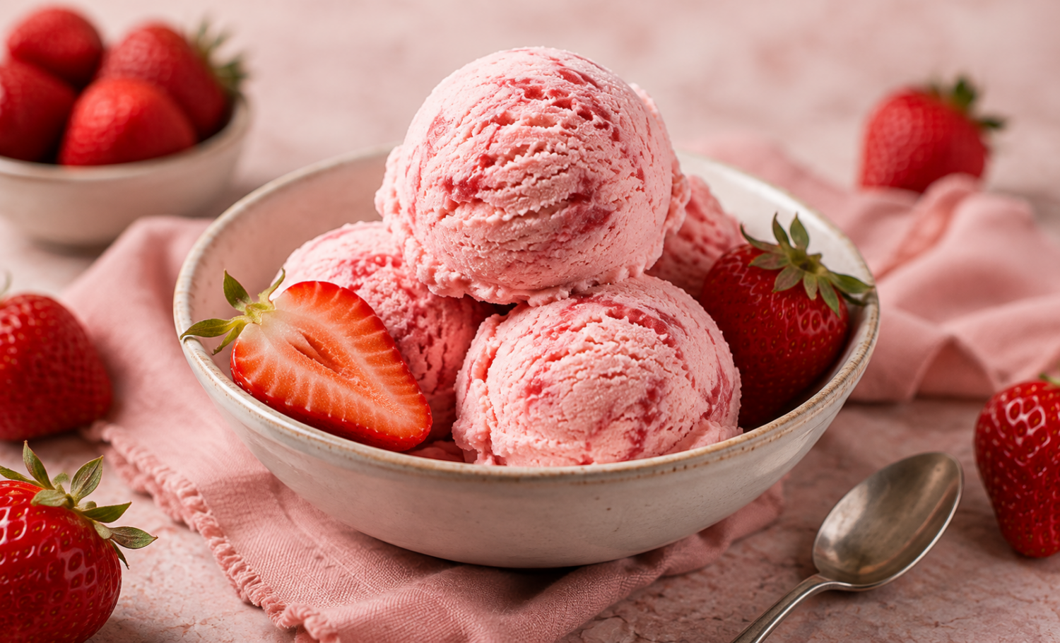 Helado de fresa.