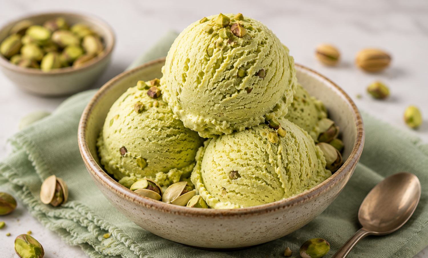 Helado de pistacho.