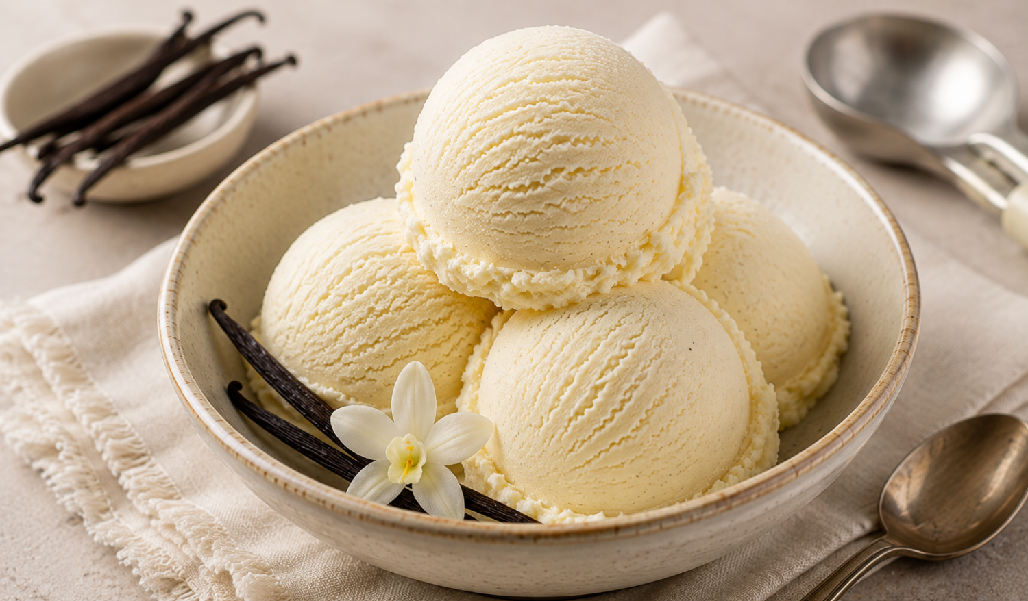 Helado de vainilla.